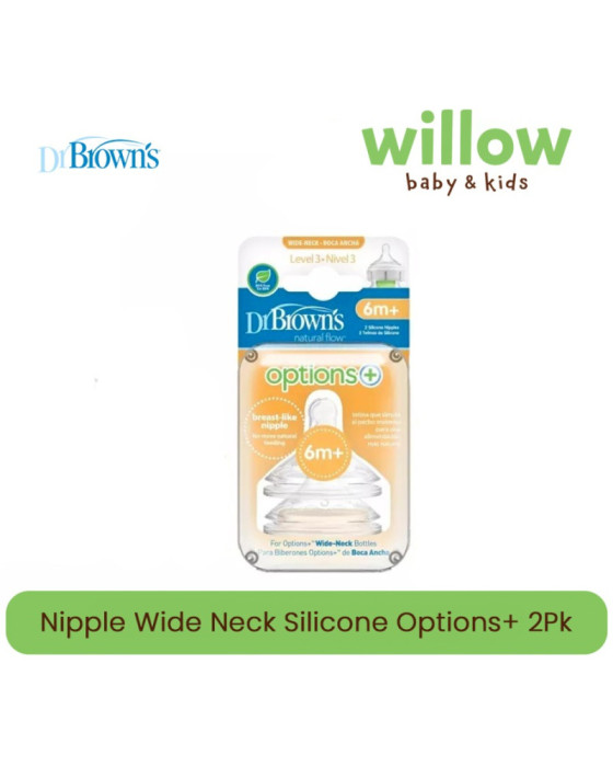 Dr. Brown Nipple Wide Neck Silicone Options+ 2Pk Botol Susu & Dot