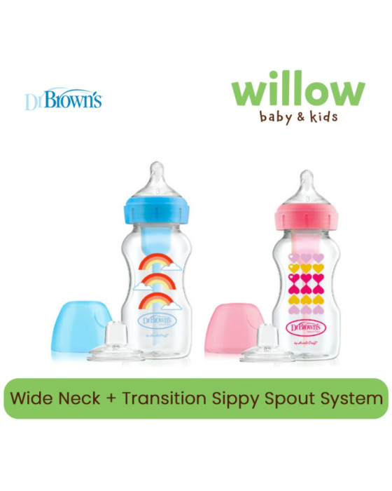 Dr. Brown Wide Neck Options+Transition Sippy Spout System Botol Susu