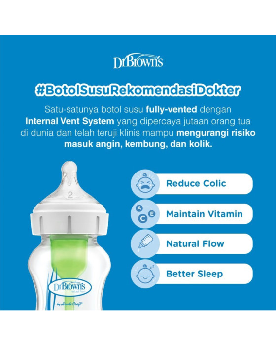 Dr. Brown Wide Neck Options+Transition Sippy Spout System Botol Susu