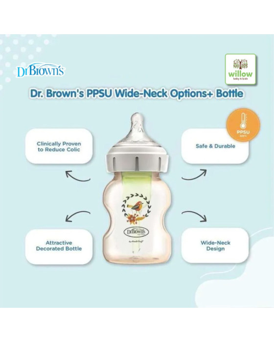 Dr. Brown Bottle PPSU Wide Neck Options+Bottle with Deco