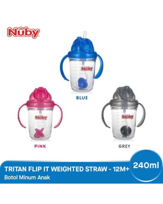 NUBY BOTTLE TRITAN FLIP IT WEIGHTED STRAW 240ML