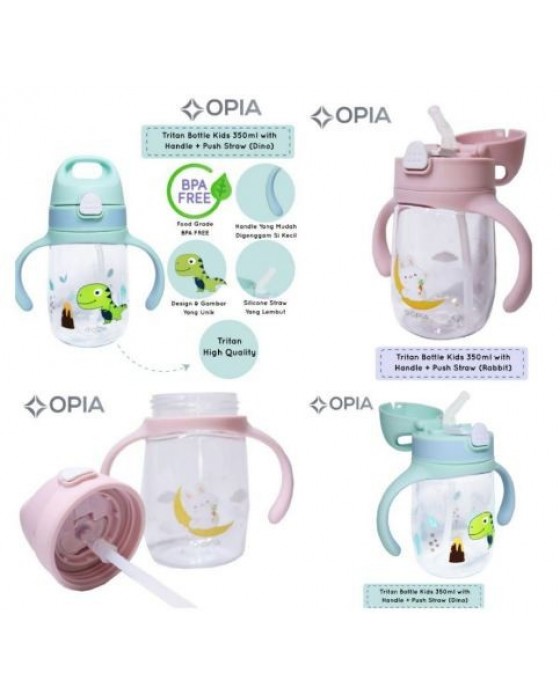 OPIA TRITAN BOTTLE BABY WITH HANDLE+PUSH STRAW 350ML - DINO