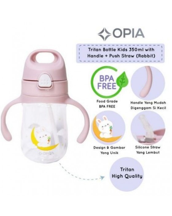 OPIA TRITAN BOTTLE BABY WITH HANDLE+PUSH STRAW 350ML - DINO