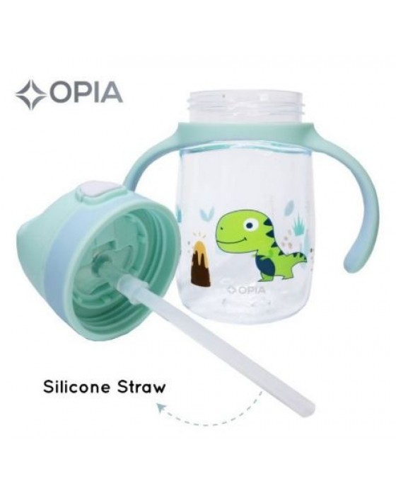 OPIA TRITAN BOTTLE BABY WITH HANDLE+PUSH STRAW 350ML - DINO