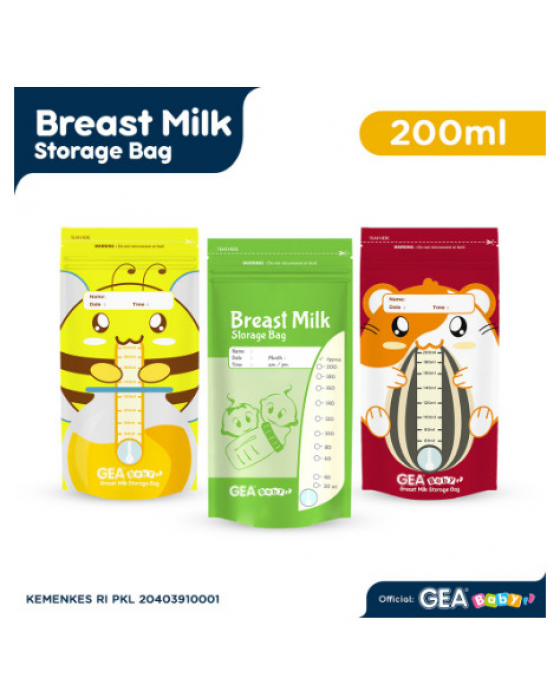 GEA BABY BREAST MILK STORAGE BAG 200ML - HAMSTER RED