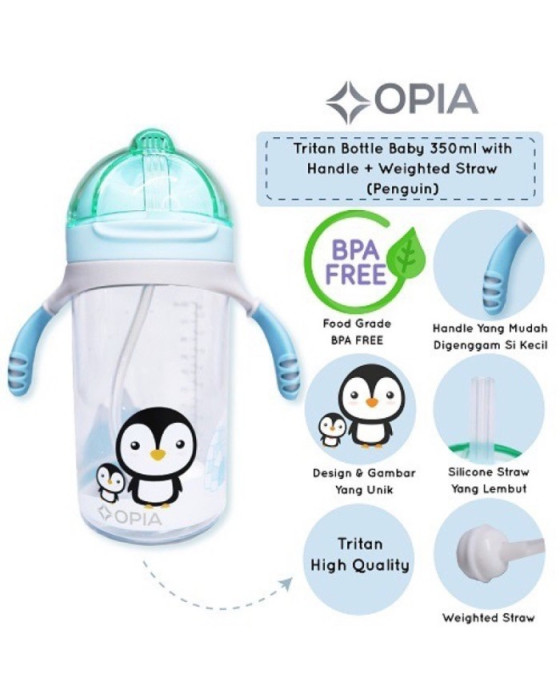 OPIA TRITAN BOTTLE BABY WITH HANDLE+WIGHTED STRAW 350ML - SEAL