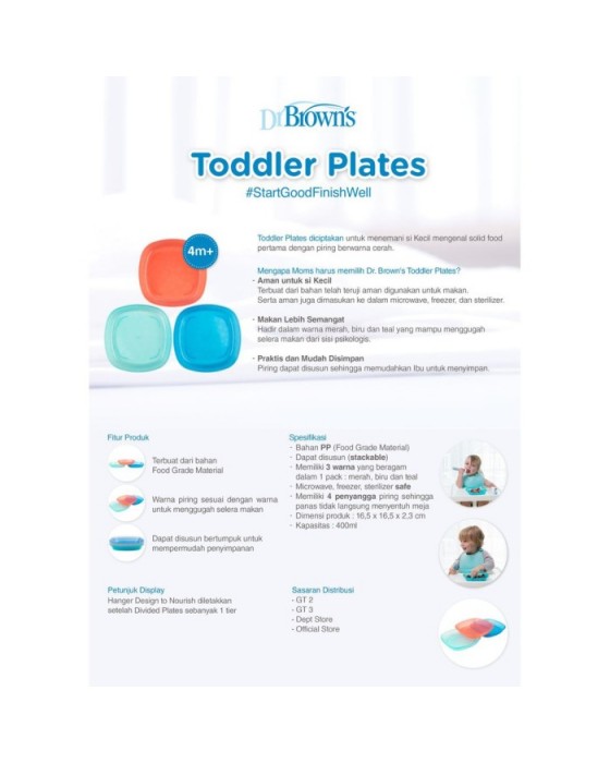 DR BROWN TF022-P3 TODDLER PLATES 3PK