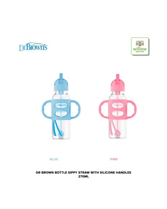 DR. BROWN BOTTLE SIPPY STRAW WITH SILICONE HANDLES 270ML - BOTOL SUSU