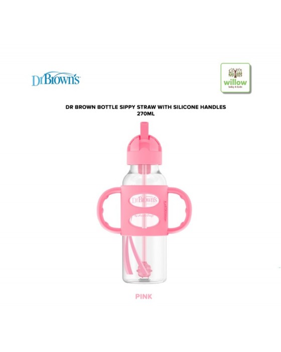 DR. BROWN BOTTLE SIPPY STRAW WITH SILICONE HANDLES 270ML - BOTOL SUSU