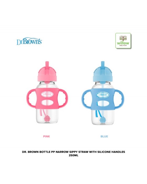 DR. BROWN BOTTLE PP NARROW SIPPY STRAW WITH SILICONE HANDLES 250ML