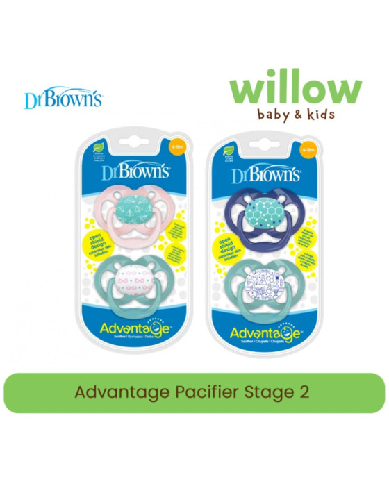 Dr. Brown's Advantage Pacifier Stage 2 Glow In the Dark Empeng Bayi