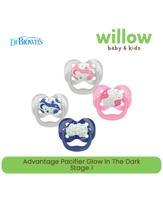 Dr. Brown Advantage Pacifier Stage 1 Glow In The Dark Empeng Bayi