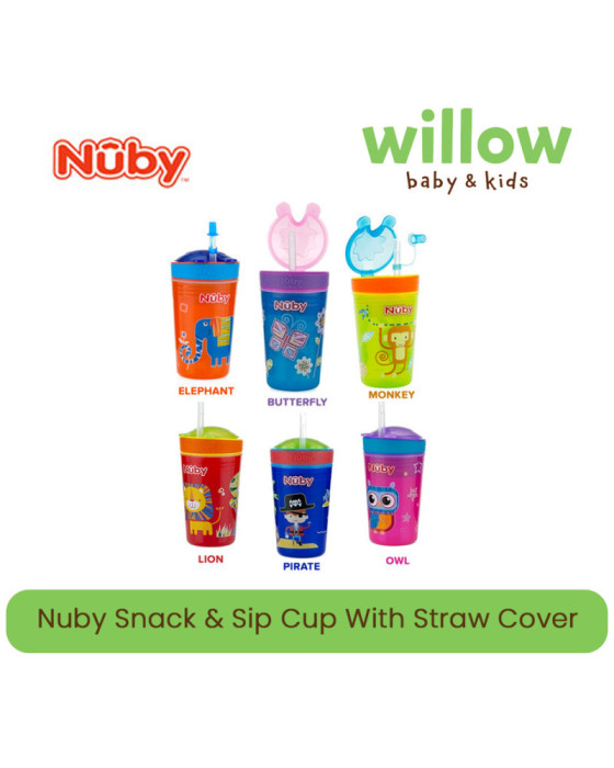 NUBY 119570 SNACK N SIP CUP WITH STRAW COVER