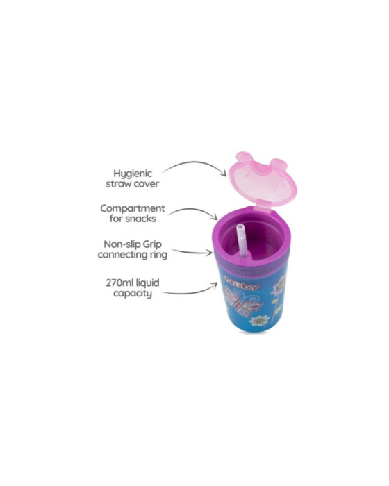 NUBY 119570 SNACK N SIP CUP WITH STRAW COVER