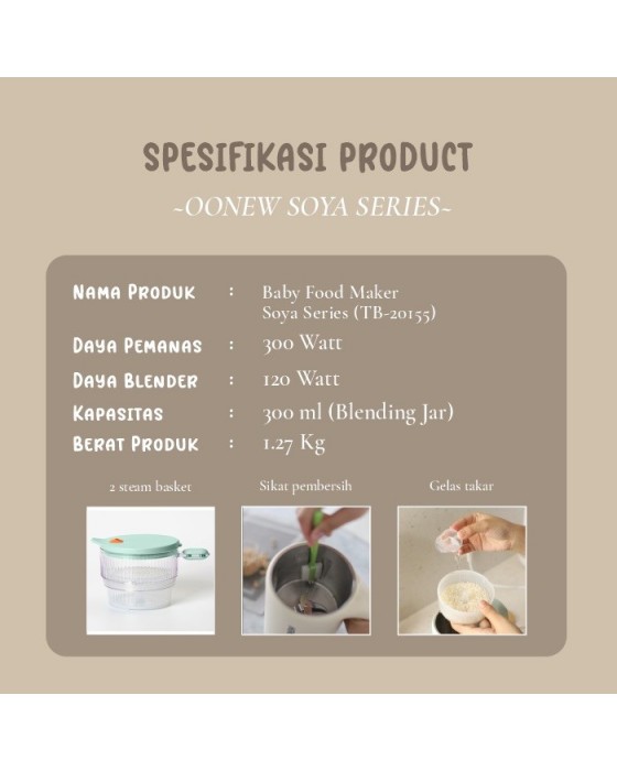 OONEW TB-20155 BABY FOOD MAKER SOYA SERIES - MINT GREEN