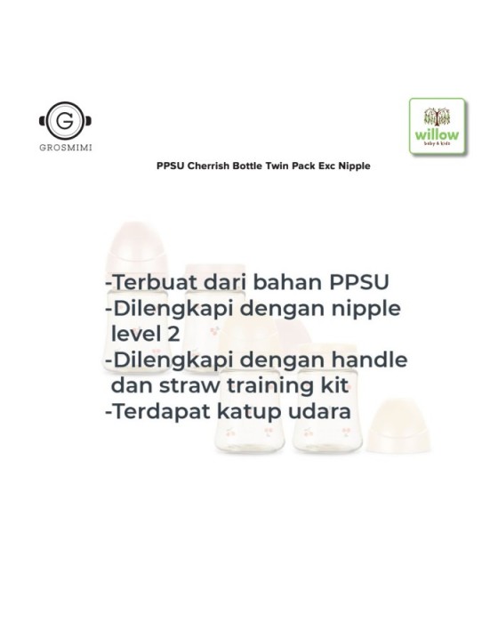 GROSMIMI PPSU CHERRISH BOTTLE TWIN PACK EXCLUDE NIPPLE