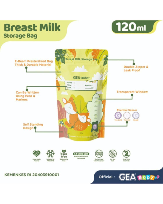 Gea Baby Breastmilk Storage Bag Mom & Baby 120Ml Kantong Asi