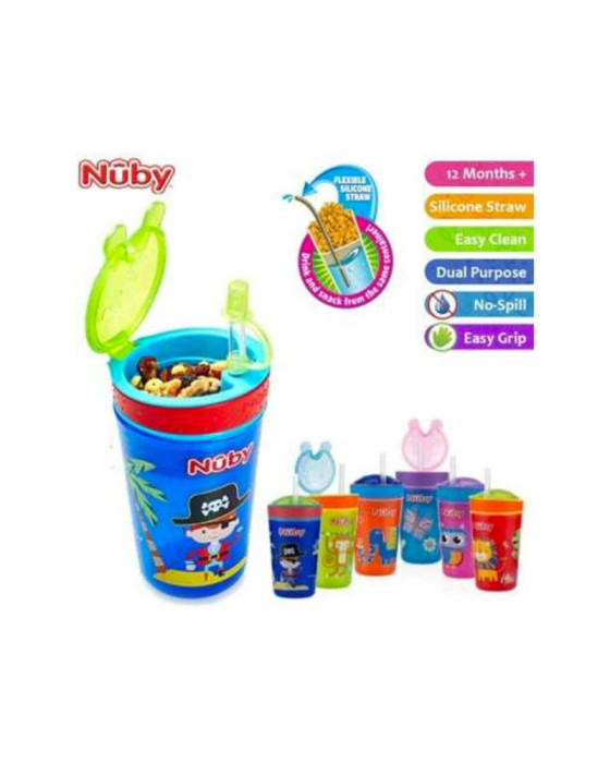 NUBY 119570 SNACK N SIP CUP WITH STRAW COVER