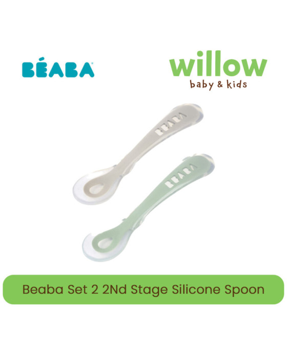 Beaba Set 2 2Nd Stage Silicone Spoon Alat Makan Bayi