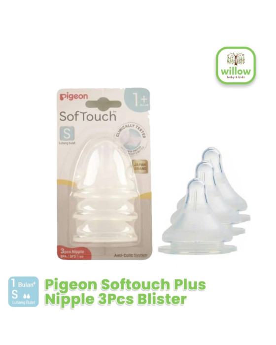 Pigeon Softouch Plus Nipple 3Pcs Blister Dot Botol Susu Bayi