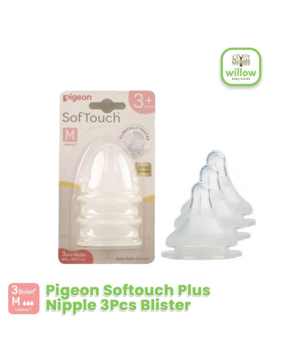 Pigeon Softouch Plus Nipple 3Pcs Blister Dot Botol Susu Bayi