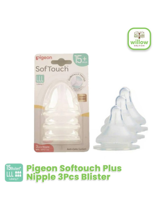 Pigeon Softouch Plus Nipple 3Pcs Blister Dot Botol Susu Bayi