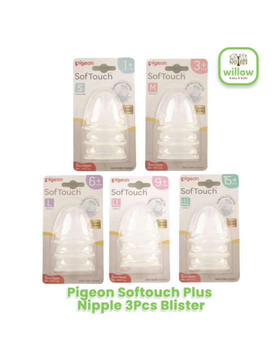 Pigeon Softouch Plus Nipple 3Pcs Blister Dot Botol Susu Bayi