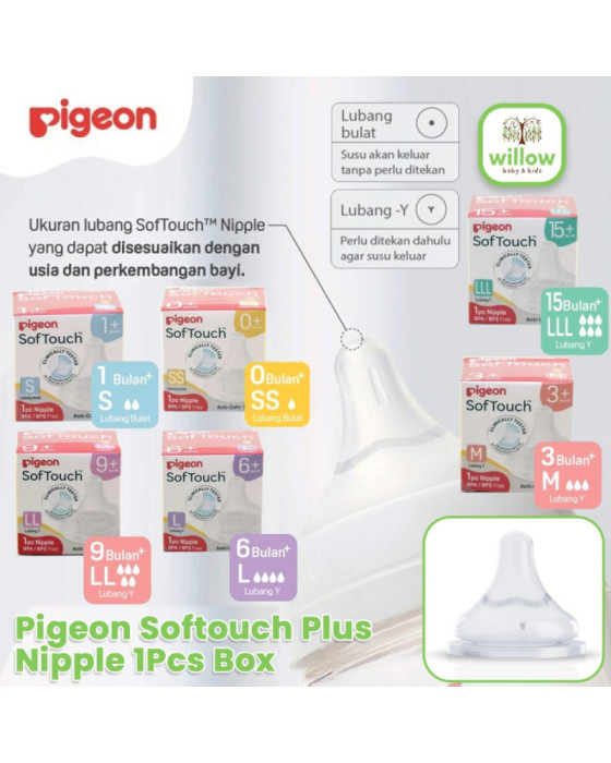 Pigeon Softouch Plus Nipple 1Pcs Box Dot Susu Botol Bayi