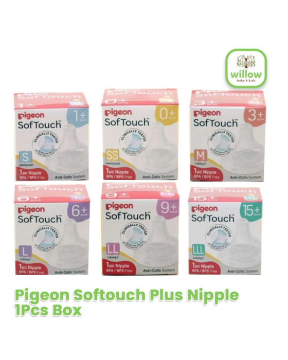 Pigeon Softouch Plus Nipple 1Pcs Box Dot Susu Botol Bayi