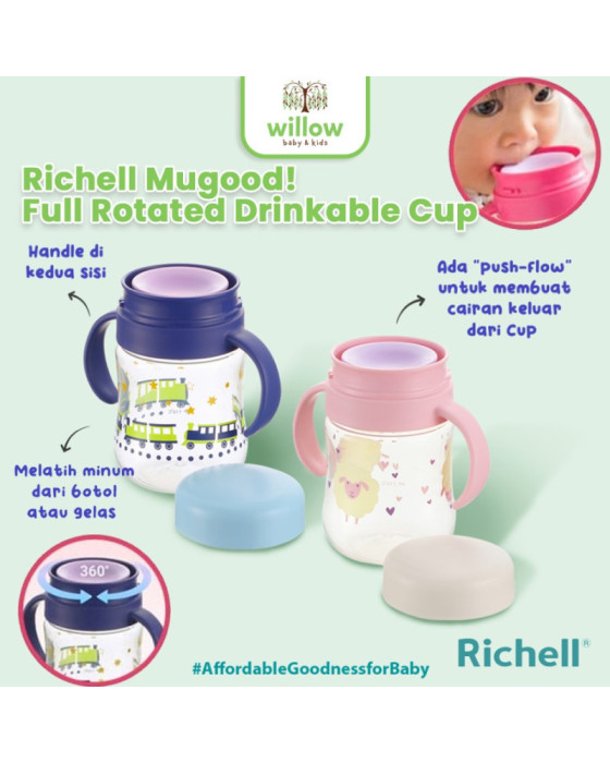 Richell Mugood! Full Rotated Drinkable Cup Tempat Minum Anak