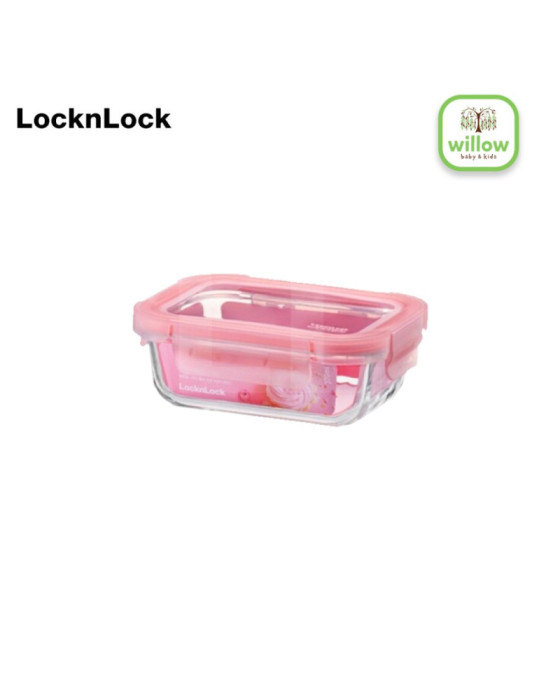 Lock N Lock Glass Container Rose Rectangular Cherry Red Tempat Penyimpanan Makanan