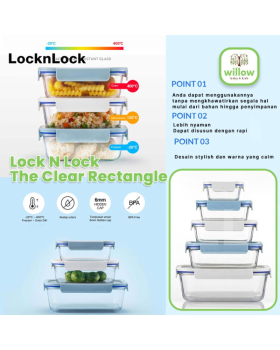 Lock N Lock The Clear Rectangle Tempat Penyimpanan Makanan