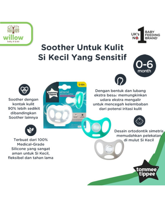 Tommee Tippee Soother Sensitive Ctn Pacifier Bayi 2X