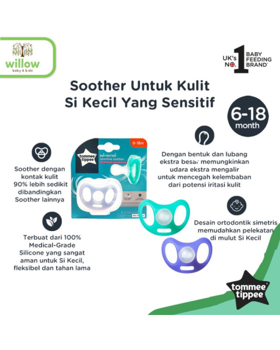 Tommee Tippee Soother Sensitive Ctn Pacifier Bayi 2X