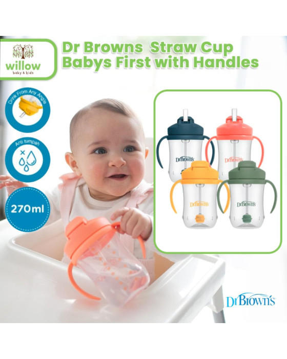 Dr. Brown Straw Cup Babys First with Handles Tempat Minum Bayi 6M+ 270ml