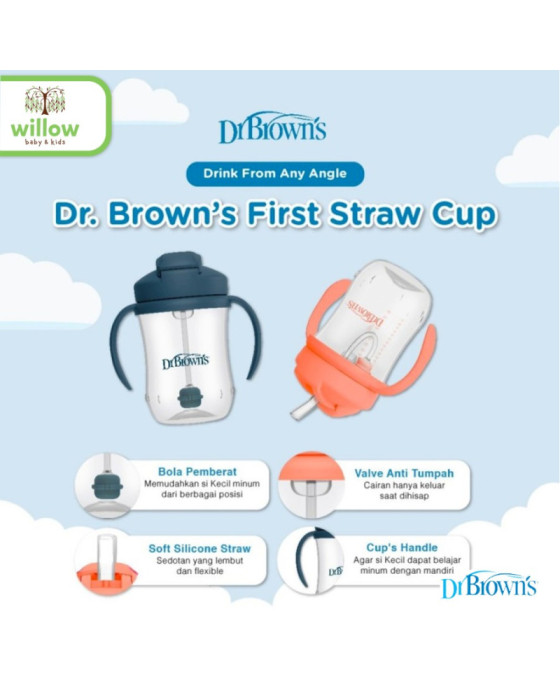 Dr. Brown Straw Cup Babys First with Handles Tempat Minum Bayi 6M+ 270ml