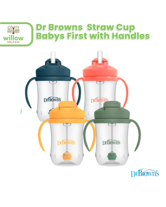 Dr. Brown Straw Cup Babys First with Handles Tempat Minum Bayi 6M+ 270ml