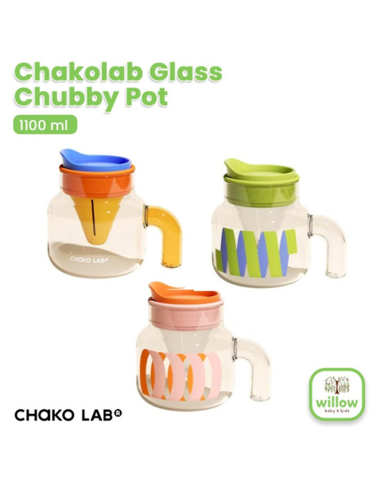 Chako Lab Glass Chubby Pot Gelas Minum Anak 1100Ml