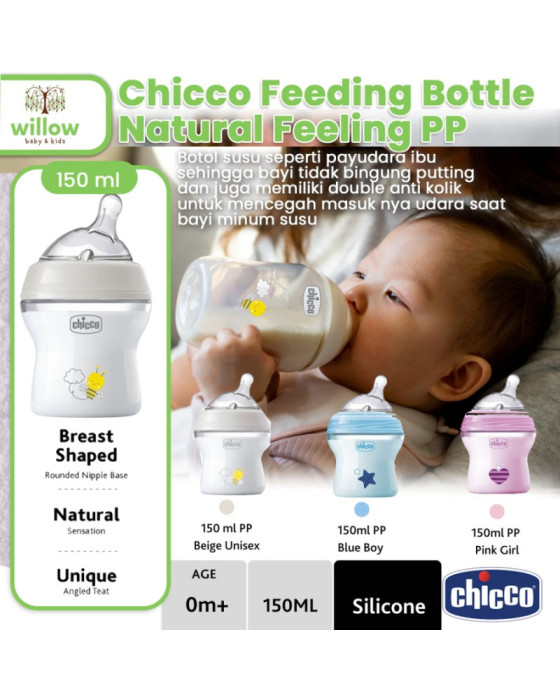 Chicco Feeding Bottle Natural Feeling PP 0M+ Botol Bayi 150Ml