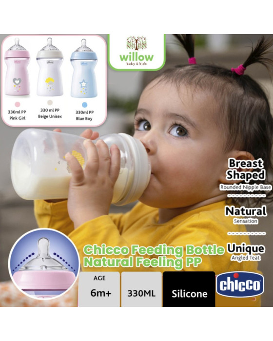 Chicco Feeding Bottle Natural Feeling PP 6M+ Botol Bayi 330Ml