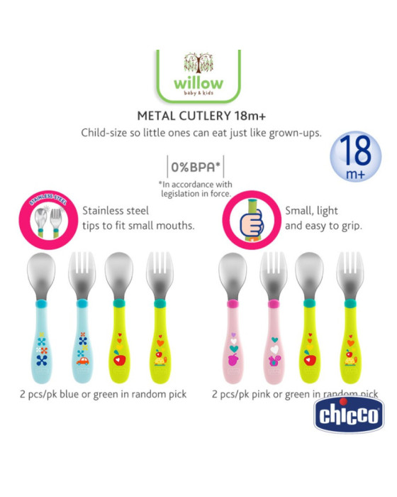 Chicco Metal Cutlery Sendok Bayi 18M+