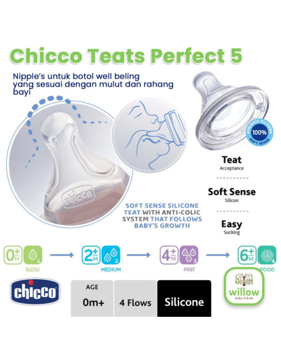 Chicco Teats Perfect 5 Sil 2S Dot Botol Susu