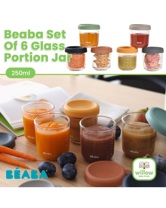 Beaba Set Of 6 Glass Portion Jar Peralatan Makan Bayi 250Ml