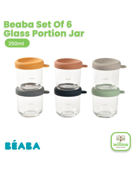 Beaba Set Of 6 Glass Portion Jar Peralatan Makan Bayi 250Ml