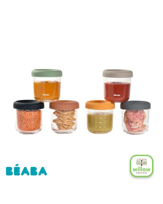 Beaba Set Of 6 Glass Portion Jar Peralatan Makan Bayi 250Ml