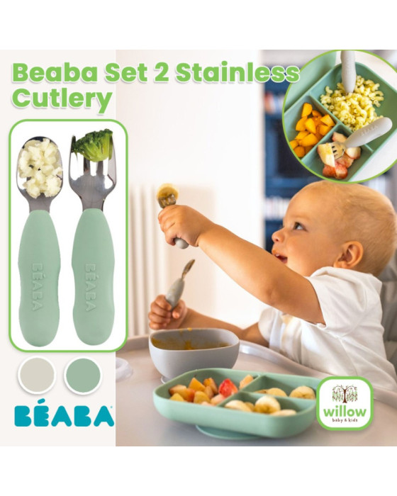 Beaba Set 2 Stainless Cutlery Sendok Makan Bayi