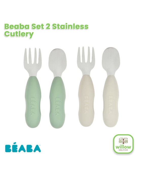 Beaba Set 2 Stainless Cutlery Sendok Makan Bayi