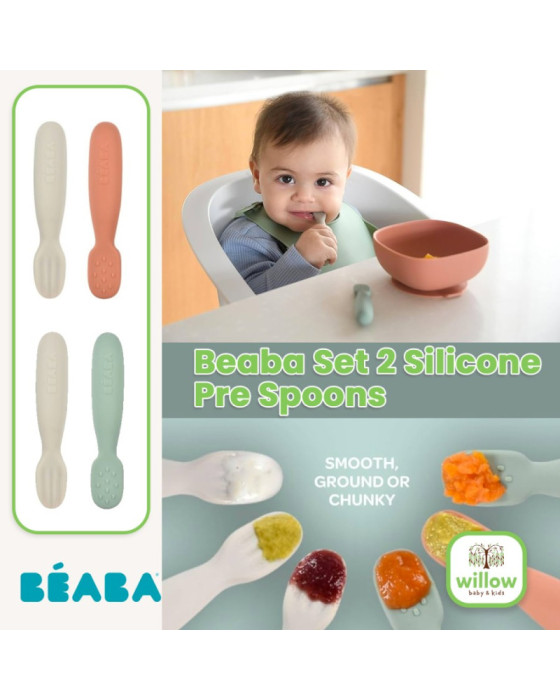 Beaba Set 2 Silicone Pre Spoons Alat Makan Bayi