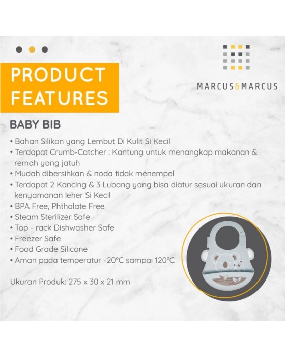 MARCUS AND MARCUS BABY BIB KOALA GREY CELEMEK BAYI