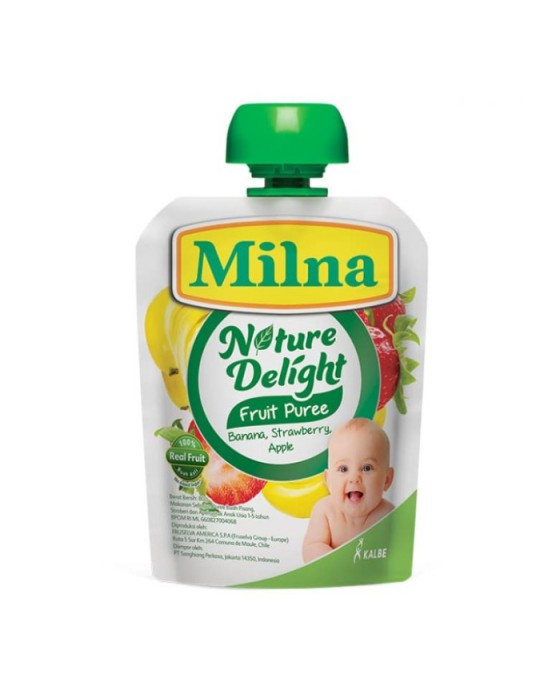 MILNA NATURE DELIGHT FRUIT PUREE 80GR - BANANA STRAWBERRY APPLE